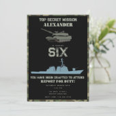 Army Military Camouflage Green Camo Birthday 招待状 (スタンド正面)