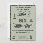 Army Military Camouflage Green Camo Birthday 招待状 (正面)