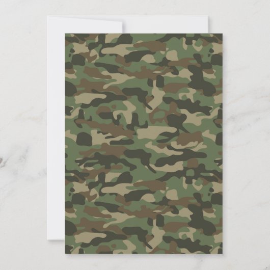 Army Military Camouflage Green Camo Birthday 招待状 (裏面)