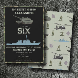 Army Military Camouflage Green Camo Birthday 招待状