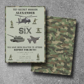 Army Military Camouflage Green Camo Birthday 招待状