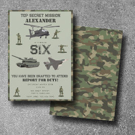 Army Military Camouflage Green Camo Birthday 招待状