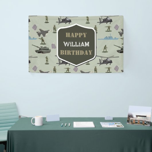 Army Military Camouflage Green Camo Birthday 横断幕 (トレードショー)