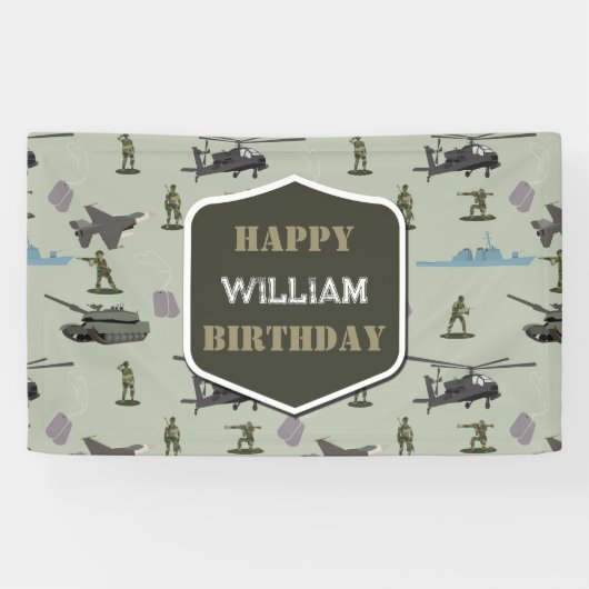 Army Military Camouflage Green Camo Birthday 横断幕 (横)