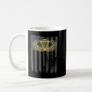 Army Parachute wings badge and US Flag airborne コーヒーマグカップ