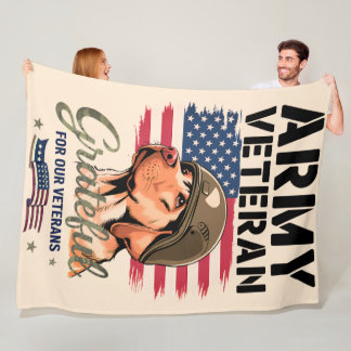 Army Veteran - フリースブランケット 152.4cm x 203.2cm