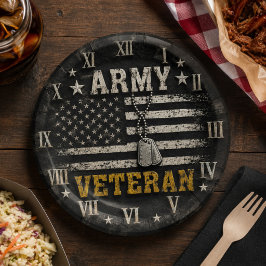 Army Veteran American Military Flag Patriotic ペーパープレート