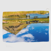 Arnarstapi Amtmansshusと山スタファエル，アイスランド ゴルフタオル (横)