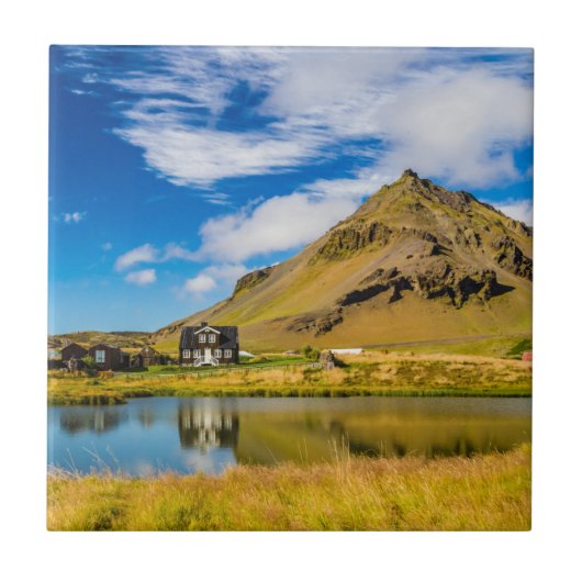 Arnarstapi Amtmansshusと山スタファエル，アイスランド タイル (正面)