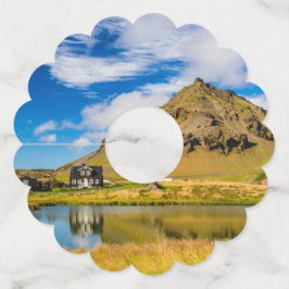 Arnarstapi Amtmansshusと山スタファエル，アイスランド ワイングラスタグ