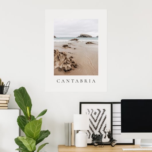 Arnia beach in Spain, neutral aesthetic beach ポスター (ホームオフィス)