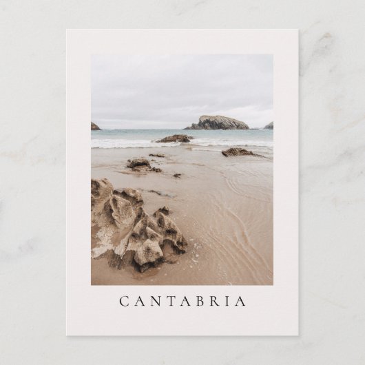 Arnia beach in Spain, neutral aesthetic beach ポストカード (正面)