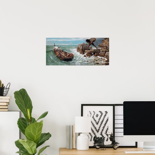 Arnold Böcklin Odysseus and Polyphemus ポスター (ホームオフィス)