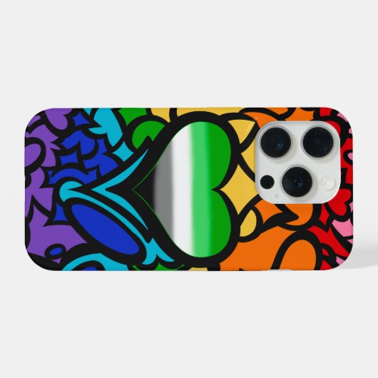 Aro Heart 8-Sripe Rainbow Pride Squiggle iPhoneケース (裏面横)