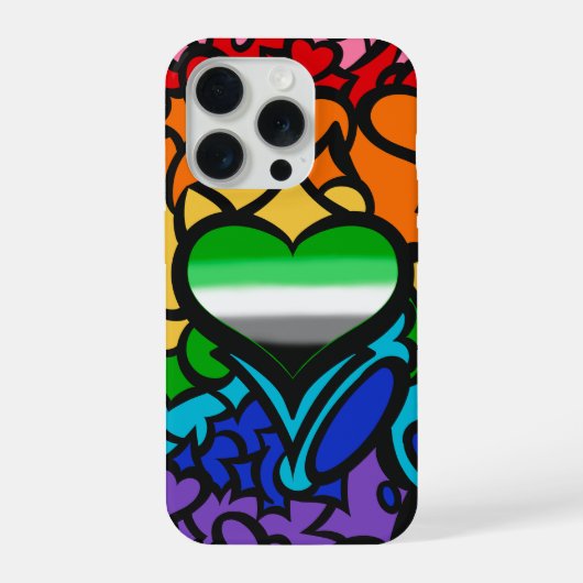 Aro Heart 8-Sripe Rainbow Pride Squiggle iPhoneケース (裏面)