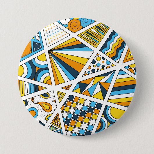 AroAceプライドゼンドードルサンセットフラッグモダンアブストラック 缶バッジ (正面)