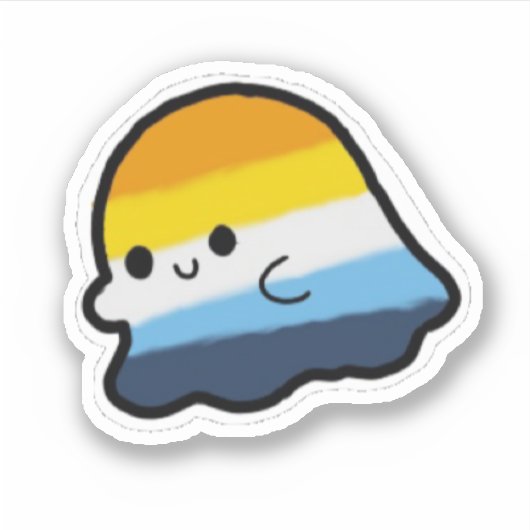 AroAceプライド幽霊 シール (正面)