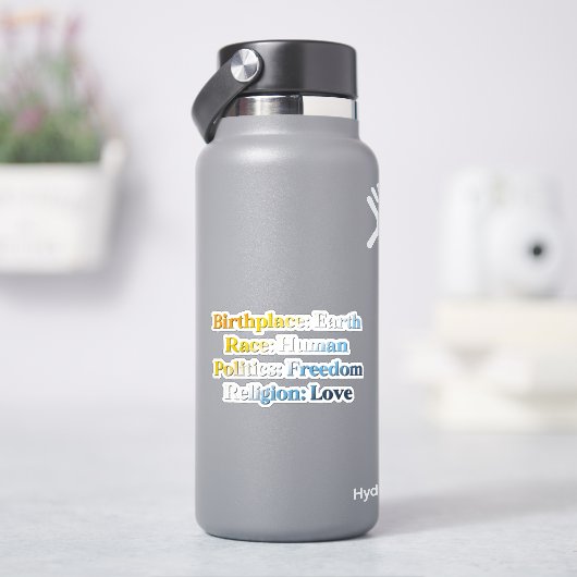 AroAce プライド - 出生地: 地球。 人種: 人間 シール (HydroFlask)