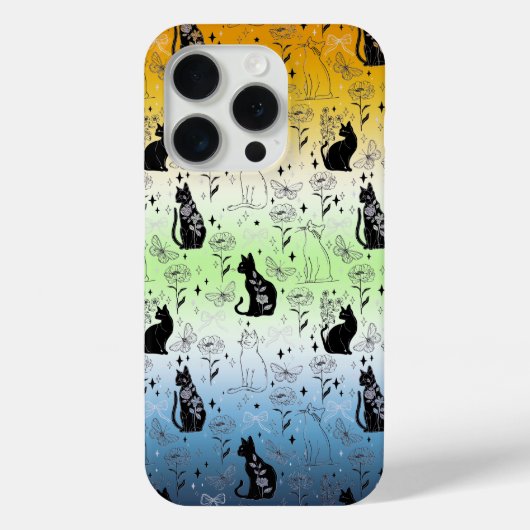 AroAce Agenderプライドブラックキャット – Mystical Witchy Case-Mate iPhoneケース (裏面)