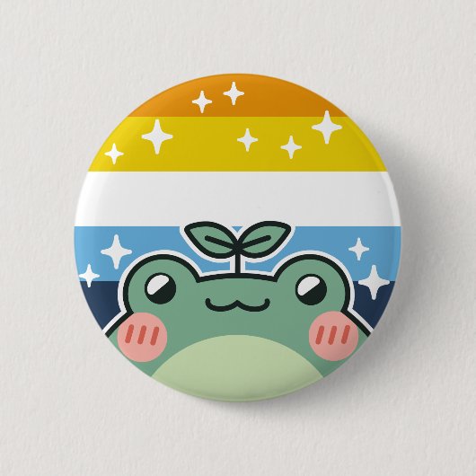 AroAce LGBTプライド国旗のカエル 缶バッジ (正面)