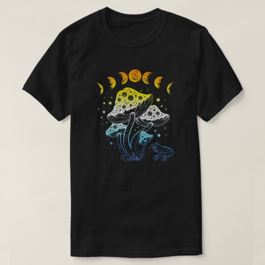 Aroace Mystique - Mushroom, Moon, and Frog Tシャツ (デザイン正面)