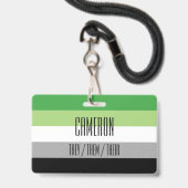 Aromanticの旗の名前/代名詞のバッジ バッジ (ストラップ付き表面)