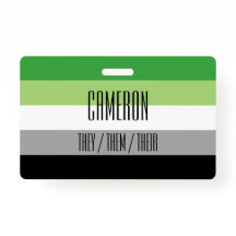 Aromanticの旗の名前/代名詞のバッジ