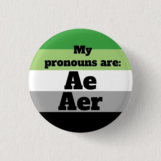 Aromantic/Aro Ae/Aer 代名詞 缶バッジ (正面)