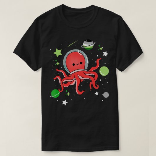 Aromantic Octopus In Space Aromantic Pride Tシャツ (デザイン正面)