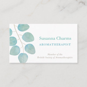 Aromatherapistの水彩画のユーカリの葉 名刺