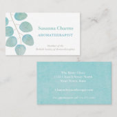 Aromatherapistの水彩画のユーカリの葉 名刺 (正面/裏面)