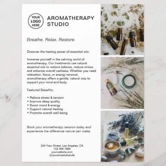 Aromatherapy Spa Custom Logo Promotional Business チラシ (正面)