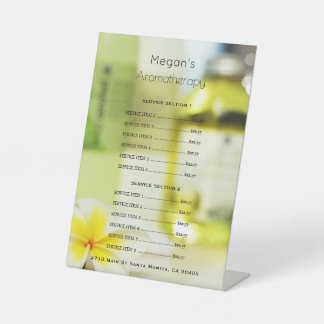 Aromatherapy Spa Skin Care Salon Price List 台座サイン