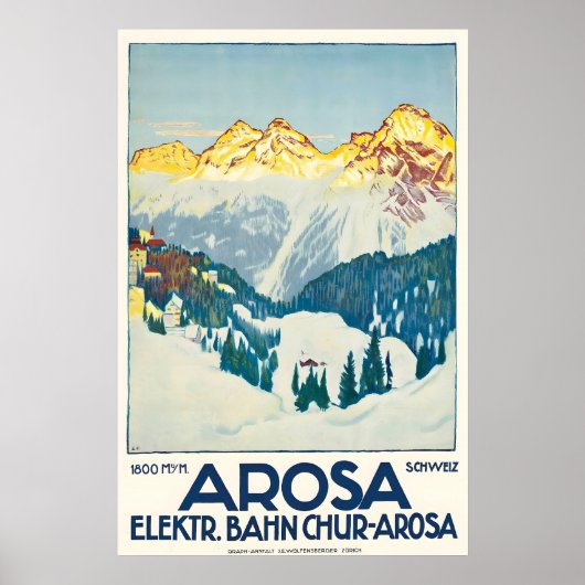 Arosa Graubünden Switzerland Vintage Ski Poster ポスター (正面)