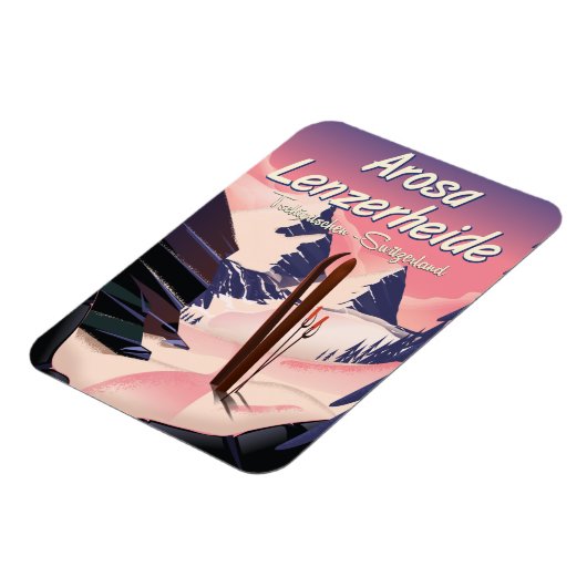 Arosa Lenzerheide，スイスのスキーポスター。 マグネット (左側)