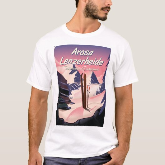 Arosa Lenzerheide，スイスのスキーポスター。 Tシャツ (正面)