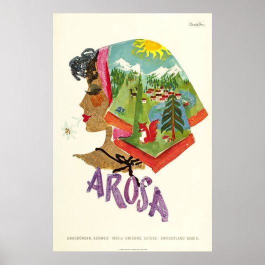 Arosa,Schweiz, Ski Travel Poster ポスター (正面)