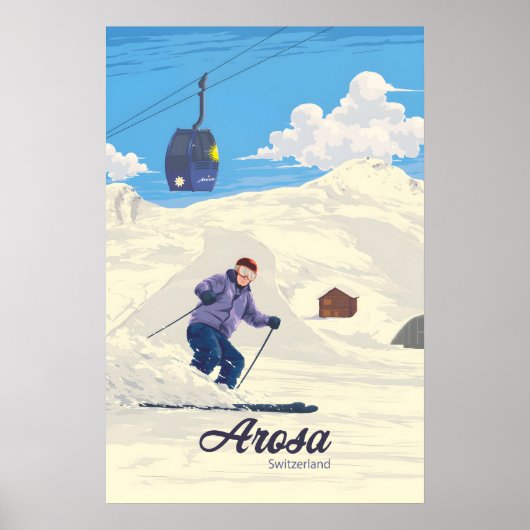 Arosa Switzerland Ski Resort Travel Poster ポスター (正面)