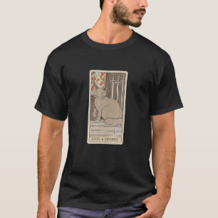 Arotカード4枚の剣と猫コズミックグラフィックCa Tシャツ