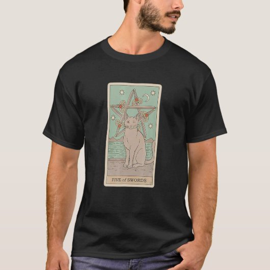 Arotカード5剣と猫コズミックグラフィックCa Tシャツ (正面)
