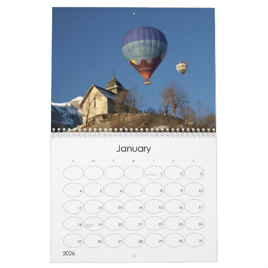 around Switzerland in 2026 カレンダー (1月 2026)