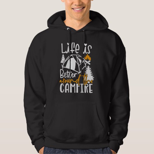 Around The Campfire Camping Nature Outdoor Raglan  パーカ (正面)