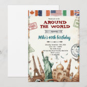 Around the World Birthday Invitation 招待状 (正面/裏面)