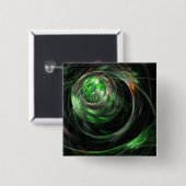 Around the World Green抽象芸術ボタン（四角） 缶バッジ (正面&裏面)