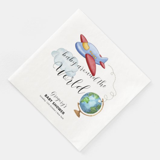 Around The World Map Airplane Boy Baby Shower (コーナー)