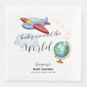 Around The World Map Airplane Boy Baby Shower (正面)