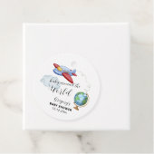 Around The World Map Airplane Boy Baby Shower フェイバータグ (インサイチュ)