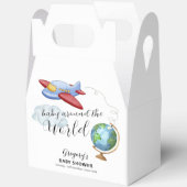 Around The World Map Airplane Boy Baby Shower フェイバーボックス (見開き)