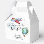 Around The World Map Airplane Boy Baby Shower フェイバーボックス (裏面)