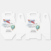 Around The World Map Airplane Boy Baby Shower フェイバーボックス (見開き)